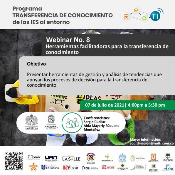 OtlUtem's tweet photo. ¡Mañana! No te pierdas el Webinar 8 Herramientas facilitadoras para la transferencia de conocimiento. Inscríbete y participa aquí: https://t.co/eqjnslo2sB https://t.co/7R3RUFThqN