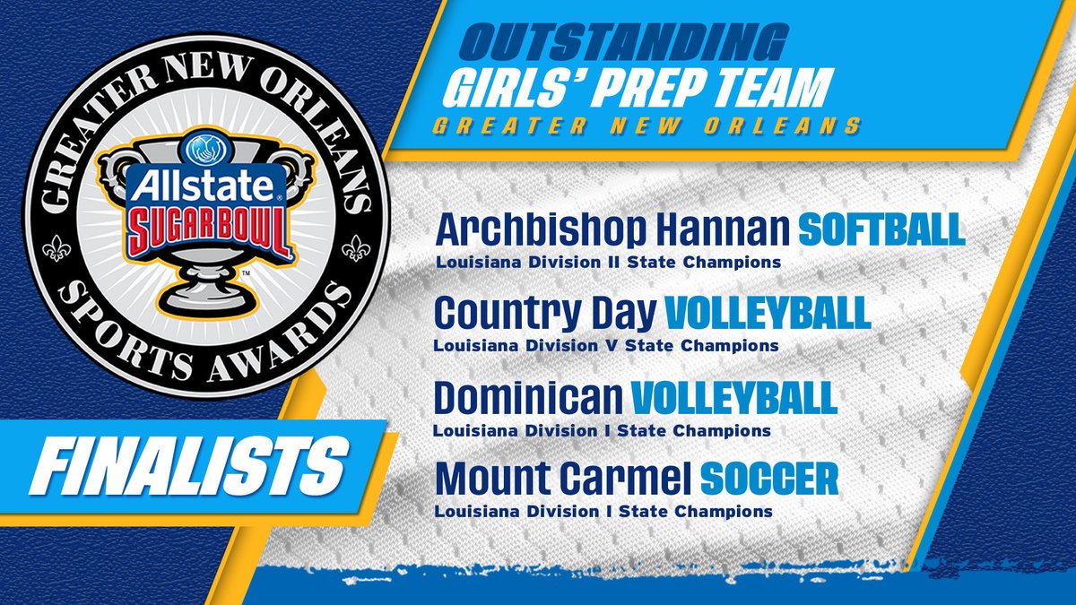 .<a href="/hannansoftball/">Hannan Softball</a> wins 2nd straight Div II championship; <a href="/MPCountryDay/">Metairie Park Country Day School</a> Vball captures 5th straight Div V title; <a href="/Vball_DHS/">Dominican Volleyball</a> registers school’s 1st volleyball state title; <a href="/mcacubs/">Mount Carmel Academy</a> wins Div I state soccer title. Winner announced tomorrow!