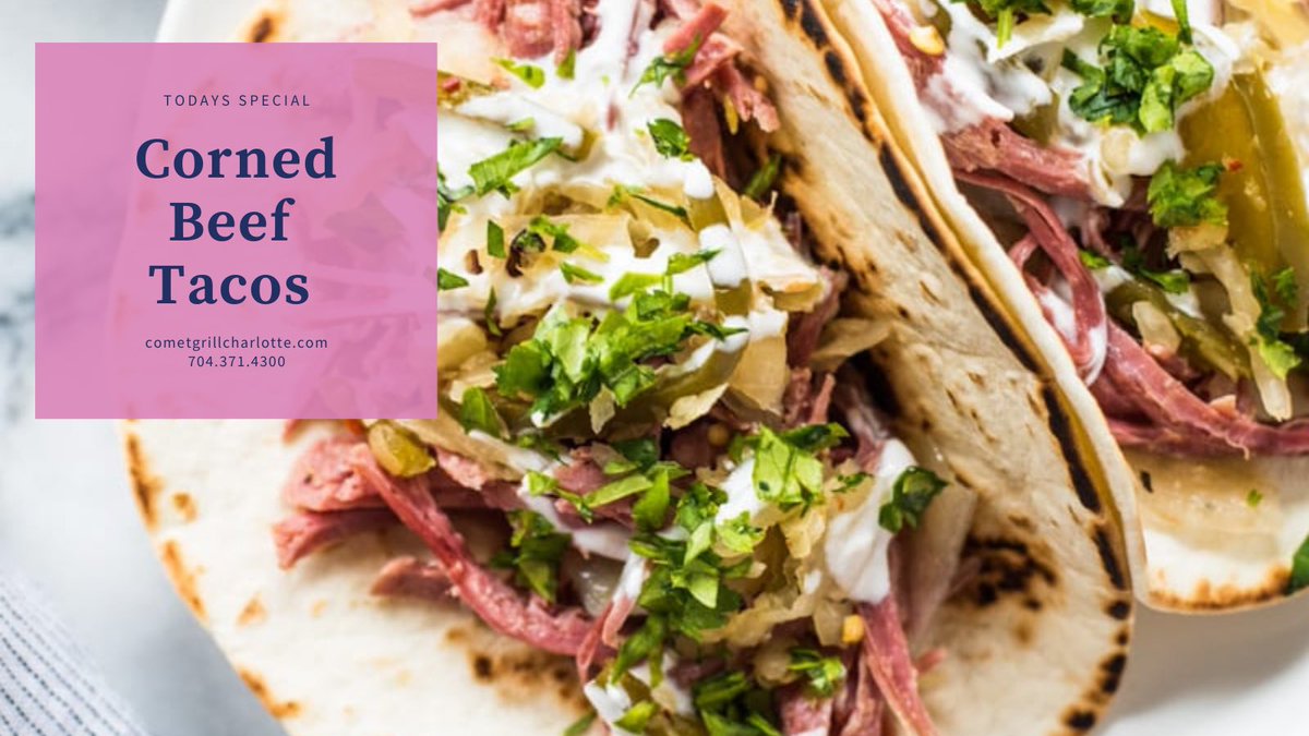 Today’s #dailyspecialclt is Corned Beef Tacos (Rueben Style) 🌮 Open for takeout/curbside/delivery &amp; dine in! #eatdrinkclt #clteats #clt #supportlocalclt #dilworth