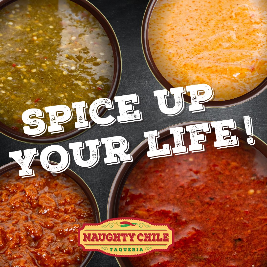 NaughtyChile's tweet photo. Verde Tomatillo Jalapeño, Queso Green Chile, Fire Roasted Red Tomato, Red Chile, and so many more sauce selections! Try them out today! 
#naughtychile #tacos #tacoboutit #mexicanfood #cstores #eatlocal #onthego #conveniencestores #yummy #delicious  #tacostogo #tacobowl https://t.co/6uT5THFPTM