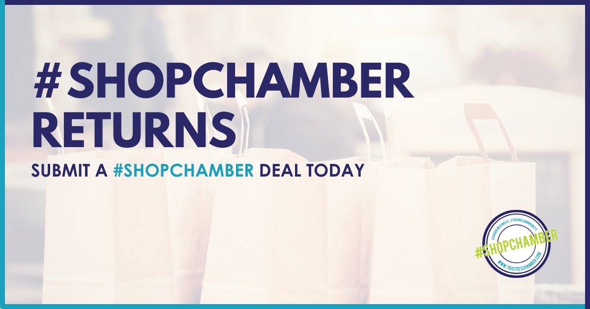 TriCitiesCoC's tweet photo. Have you heard? We're bringing back #ShopChamber, our exclusive member-to-member discount program!
Submitting a #ShopChamber deal for your business today to build brand awareness, expand your network, increase your revenue, and more: https://t.co/RcQJTKBd1f https://t.co/a53fpi0Bkq