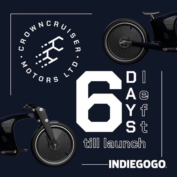🚀 Just 6 days left until #CrownCruiser launches on #Indiegogo. Get involved before it’s too late &amp; make use of the Pre-Launch 50% discount 🏷 
Just head to crowncruiser.bike 
#ebike #tuesdaytips #tuesdaytreat #tuesdayvibes