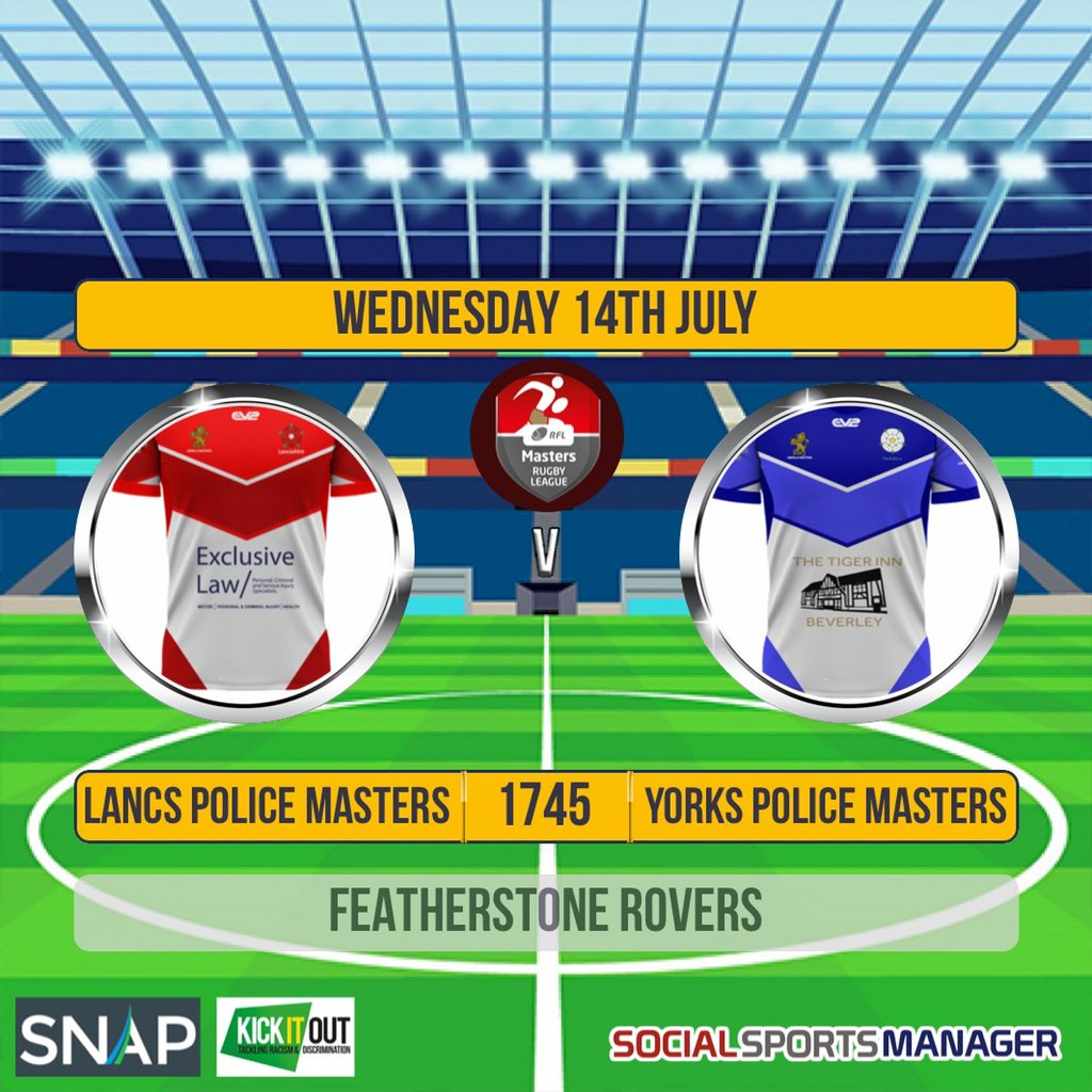 GBpoliceRL's tweet image. The @GBPoliceMastRL are taking part in the war of the Roses clash @FevRoversRLFC 14th July 17:45KO in aid of @lifeforakid @RLCares a huge thankyou to kit sponsors @TigerInnBev @law_exclusive tickets £10 adults £5 concession and can be purchased from rovers.mysportstickets.co.uk/events/event/_…