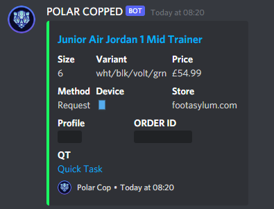 ARH1707's tweet image. Another week another Site to test for @polar_cop 
First drop to run Footasylum module. 
@success_polar 
CG: @1st2Notify 
Proxies: @GrassProxies