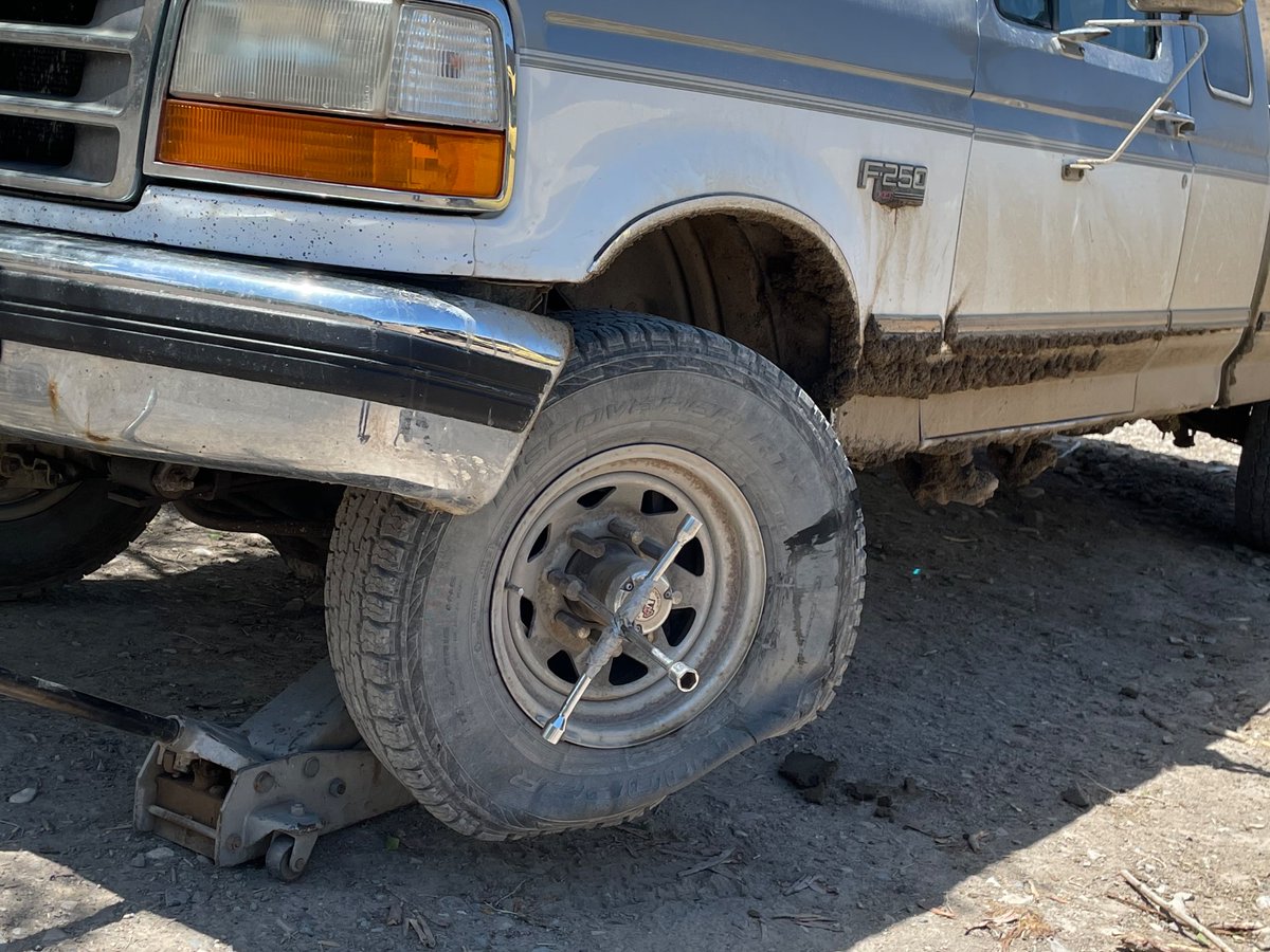 CodysLab's tweet image. Tire goes flat. No problem! I’ll switch it out with the spare. Spare explodes after about 10 miles. 🤦‍♀️