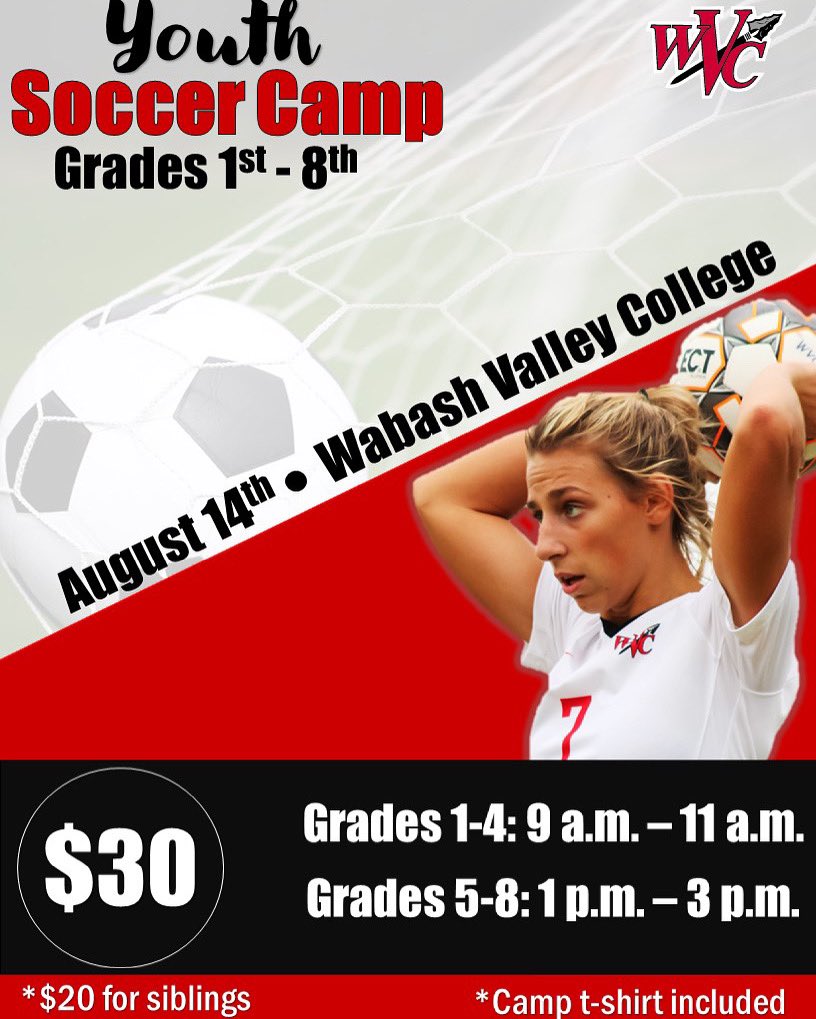 WVCWsoccer's tweet photo. 🚨Attention parents!🚨We are hosting a youth camp August 14th for grades 1st-8th. The cost is $30/kid, $20 for siblings, and includes a camp t-shirt. We are limiting registration to 30 kids per session. You can register here: https://t.co/Lag2n6NJ0a https://t.co/nVsVcdctBJ