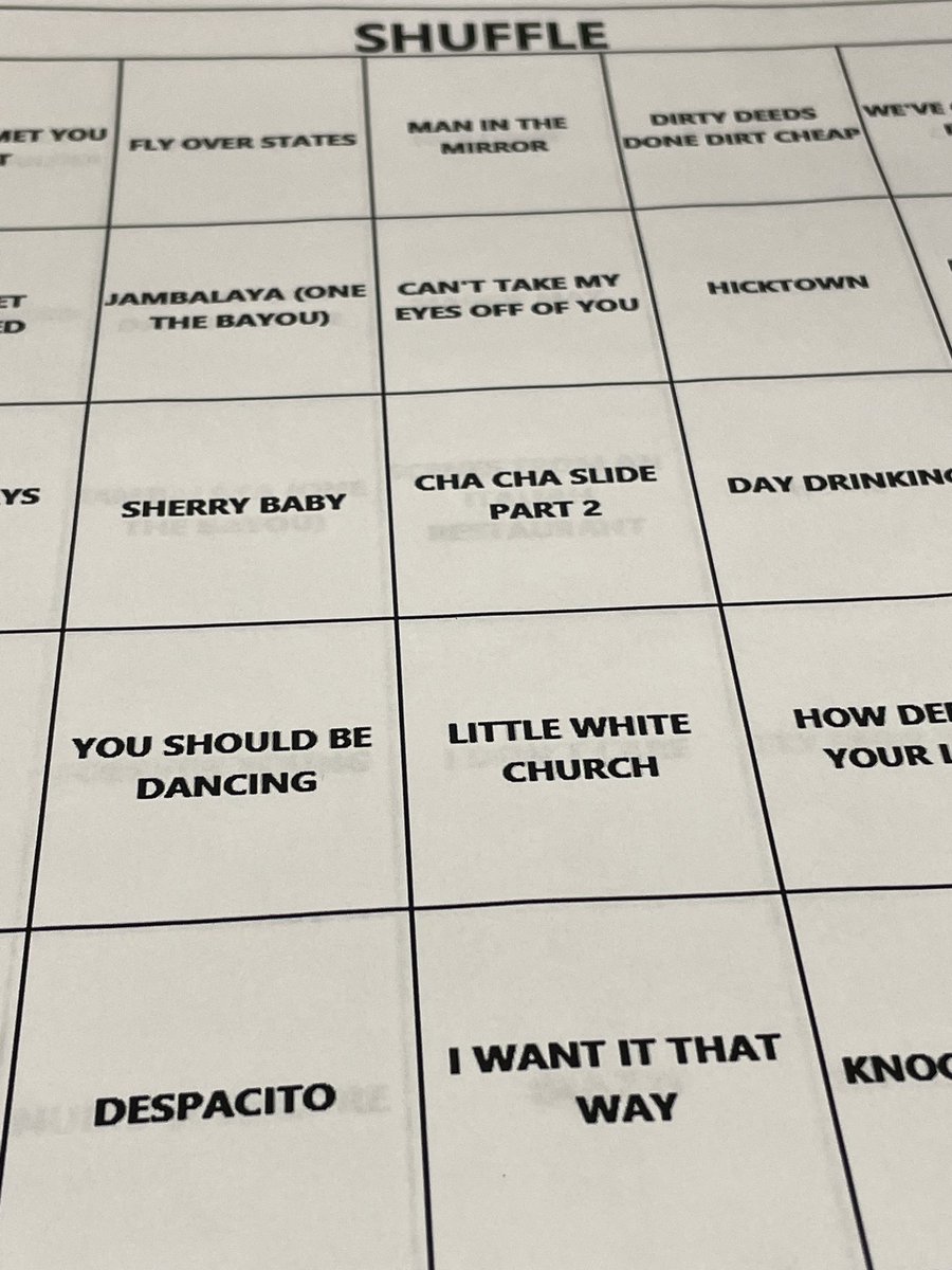 Music Bingo starts at 6:30 here is a sneak peak at some of the songs.