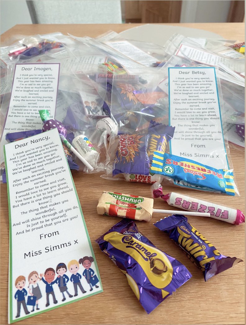 Miss_A_Simms's tweet photo. Can’t believe I’m sat putting together my end of year gifts! It’s gone so fast 🥺 just 5 days away at residential and 4 and a half school days to go💙 https://t.co/bhIxMZfdCZ