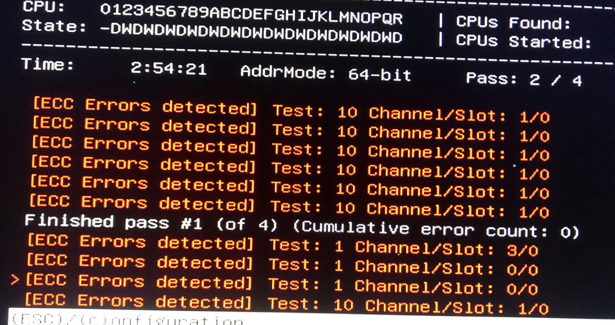 Pc修理廃人 On Twitter Eccメモリーってこんなにエラー訂正が起きても動くのか 不調なddr4 Ecc Registeredメモリーを直したsupermicro Lga3647デュアルのマザーボードに挿してテストしたところ1ループで1000回以上エラー訂正されてた メモリーとしては寿命だしま
