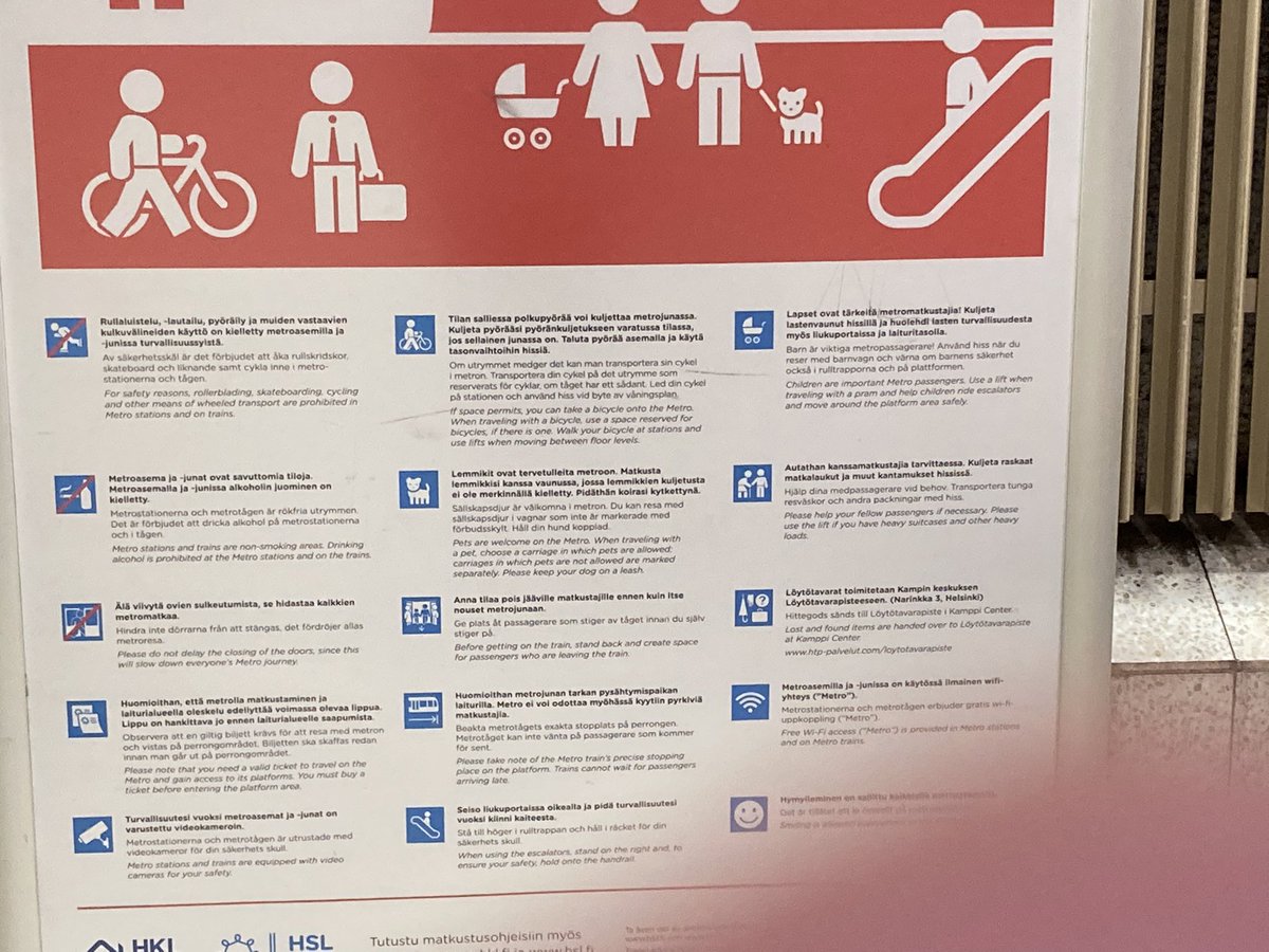 For the first time ever, today I read the instructions on using the metro in Helsinki. The last point was really, really nice…and it did make me smile. Well done @HSL_HRT! https://t.co/lBOSdMdMGh