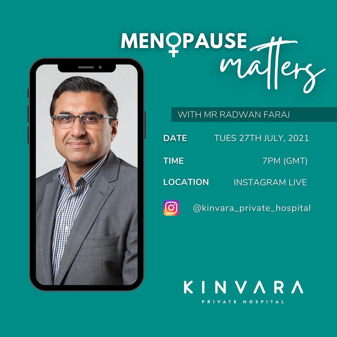 Menopause is a natural part of ageing, but do we talk enough about it? Join us LIVE on Instagram - Tuesday 27th July at 7pm with Mr Radwan Faraj to talk about why “Menopause Matters” #menopause #menopausematters
