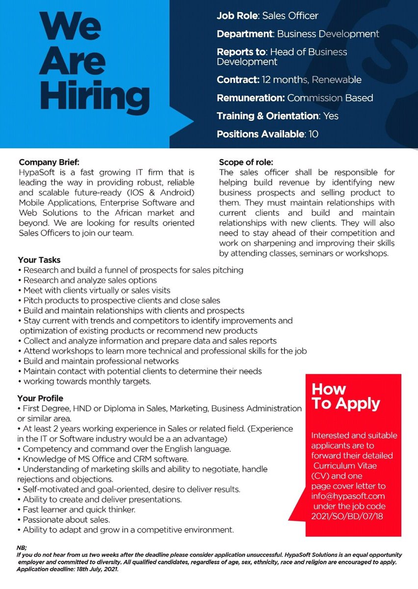 #FixTheCountryNow
#FixTheCountry
#DearGhana

Hypasoft Ghana is #hiring! SALES OFFICER (10 slots) #jobtube #ghana #vacancy #jobseekers #jobsearch <a href="/hypasoftghana/">HypaSoft Solutions</a>

(✔Tune in to JobTube Ghana live on @TwitterSpaces each &amp; every weekday at 12pm for the latest in job hunting tips)