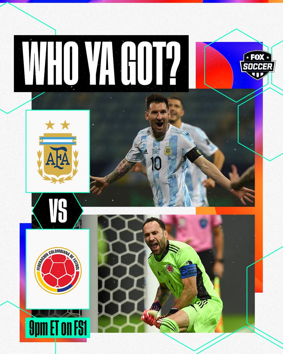 FOXSoccer's tweet photo. It all comes down to this 🔥

Who will meet Brazil in the Copa America final, Argentina or Colombia? 🇦🇷🇨🇴 https://t.co/npWNnj9Xmv