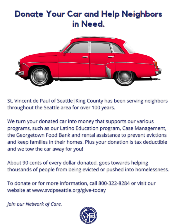 SVDPSeattle's tweet photo. Donate your old or unwanted car and help neighbors in need! 
https://t.co/xJEDRzj1eP

#donate #svdpseattle #community #cars #nonprofit #homelessness #seattle #kingcounty https://t.co/a1dFOPwTTc