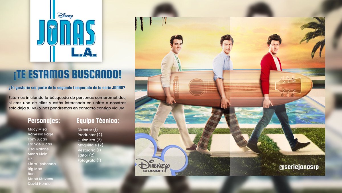 seriejonasrp's tweet photo. 🎸 › ¡𝗧𝗘 𝗘𝗦𝗧𝗔𝗠𝗢𝗦 𝗕𝗨𝗦𝗖𝗔𝗡𝗗𝗢! ‹

La aventura continúa en L.A., la ciudad de los sueños. ¿Quieres ser parte de ella? Lee con atención la imagen debajo para saber que hacer, ¡Nos encantaría trabajar contigo! https://t.co/yji3dJngtX