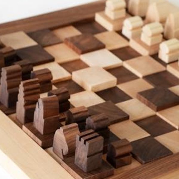 Chess anyone?  Handmade 3D chess board. #chess #woodenchessboard #blackwalnut #maple #wooduchoose