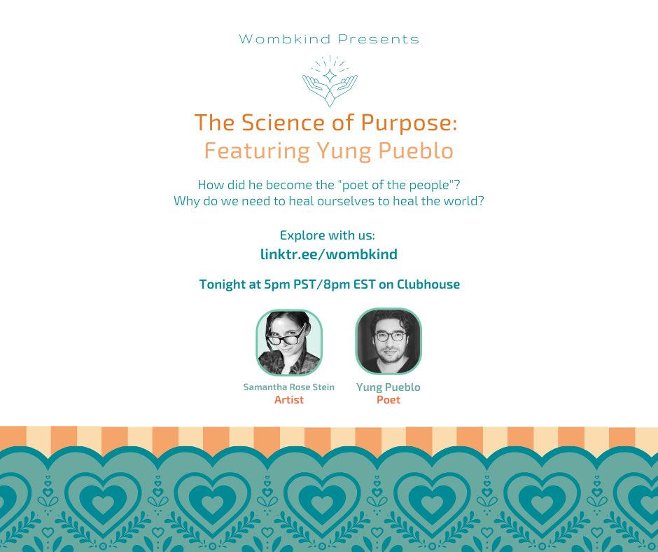 How do you find clarity and connection? 

Join <a href="/YungPueblo/">Yung Pueblo</a> on <a href="/Clubhouse/">Clubhouse</a>  and the <a href="/wombkind/">Wombkind</a> community at 8PM EST to explore feeling connection. 

You can join with this link: clubhouse.com/join/wombkind/…