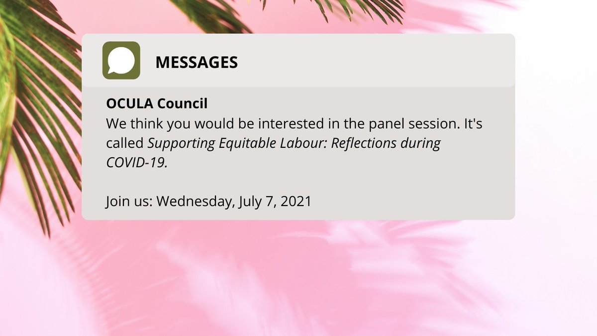 ONLibraryAssoc's tweet photo. If you are attending the @OCULA_OLA Conference tomorrow, we have another session we think you should check out. This one is a panel and it is called Supporting Equitable Labour: Reflections during COVID-19. Learn more and register here: https://t.co/jK6M4HUSe5 https://t.co/TWhspML2VY