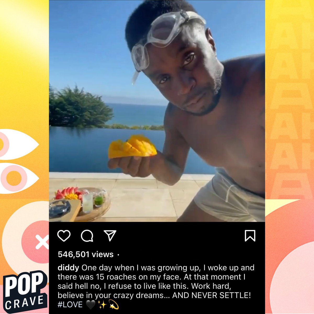 PopCrave's tweet photo. Diddy trends on Twitter after sharing a childhood story on his Instagram: 

"One day when I was growing up, I woke up and there was 15 roaches on my face. At that moment I said hell no, I refuse to live like this." https://t.co/WdpPWtoFlI