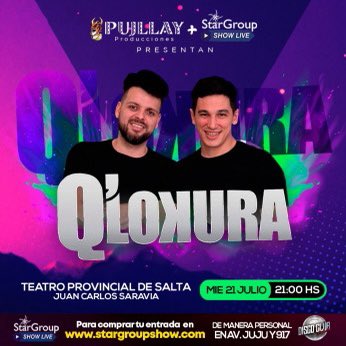 qlokuracbaok's tweet photo. ¡El miércoles 21 de Julio estamos en #Salta por primera vez con 2 funciones llenas de mucha Lokura 😜! ¿Ya tenes tu ticket? ¡Buscalo en https://t.co/RK3AMpFmi4 🎫 https://t.co/g1rusreNTs