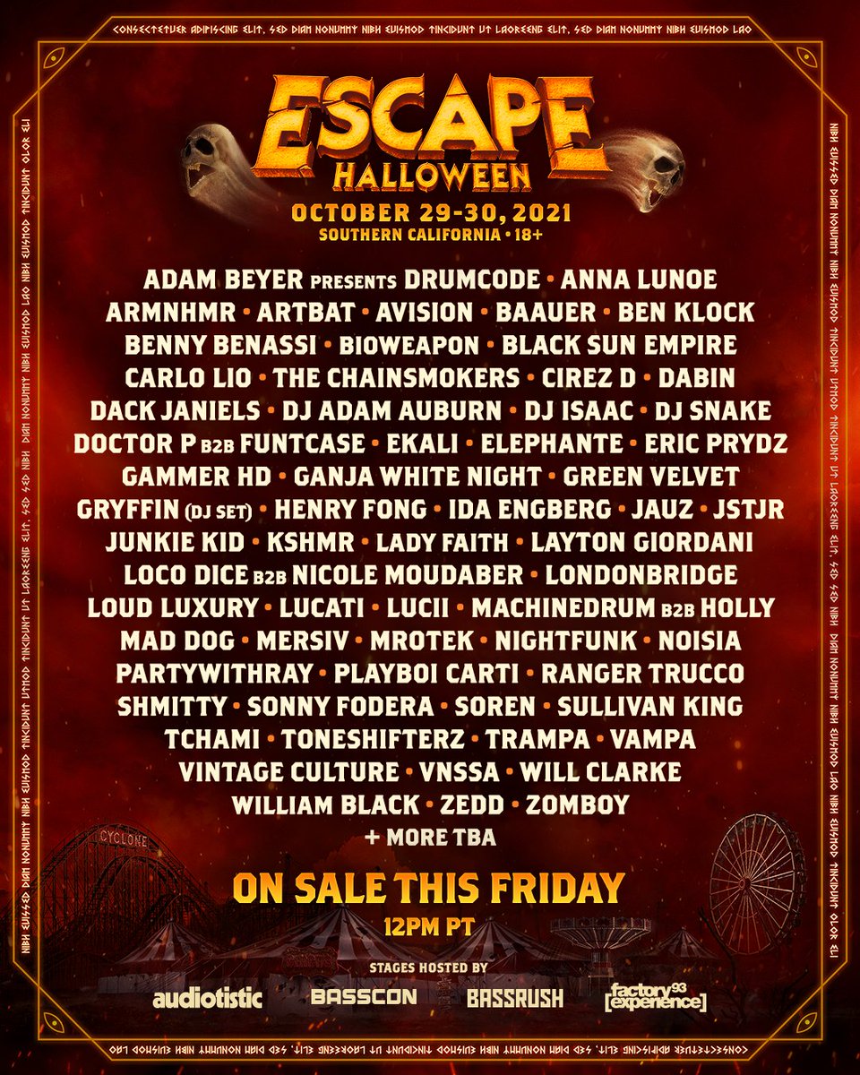 Escape Halloween 2023 Lineup Tickets Schedule Map Location