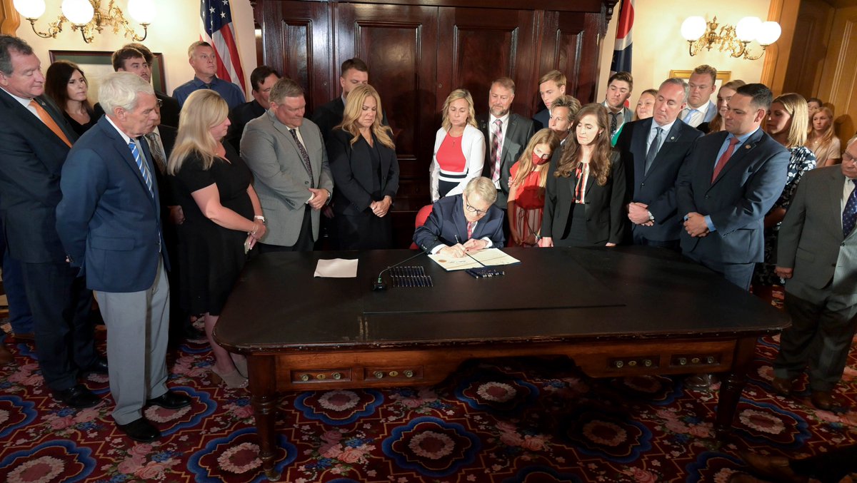 Because of <a href="/GovMikeDeWine/">Governor Mike DeWine</a> and the Ohio Legislature, the state took another step forward to eradicate hazing with the signing of Collin's Law today. @BGSU remains committed to working with the Foltz family to be a leader in anti-hazing efforts on college campuses.
