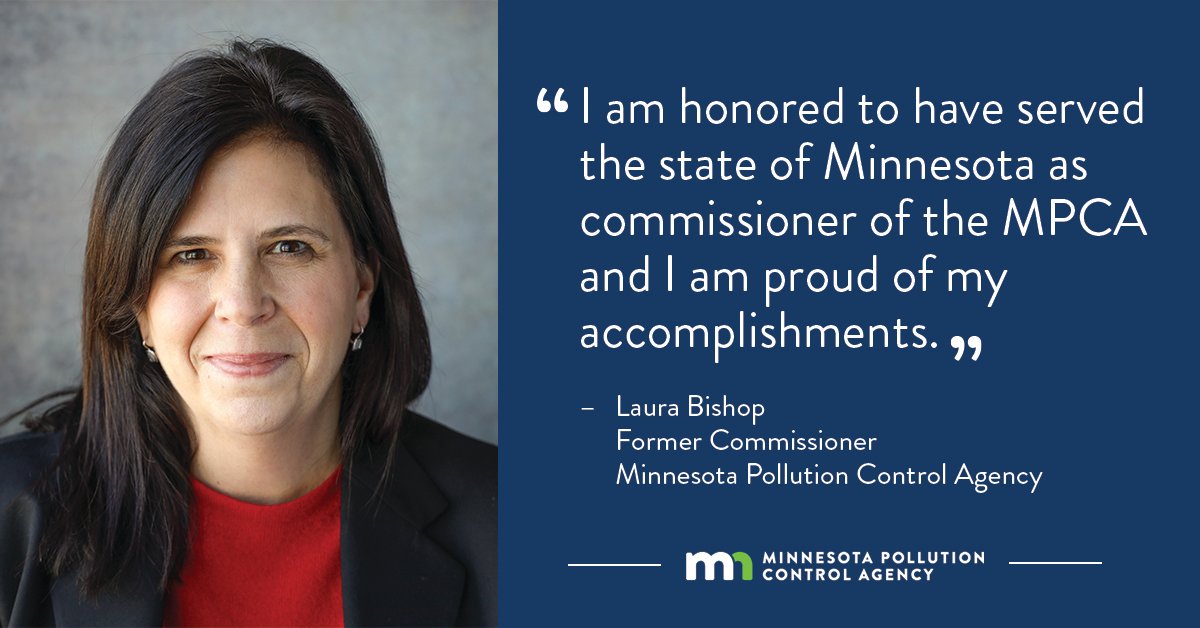 MnPCA's tweet photo. .@lbishopw resigned as commissioner of the MPCA. We are grateful for her leadership, advancing many programs & policies to ensure that every Minnesotan has healthy air, sustainable lands, clean water & a better climate. Learn more: https://t.co/ssCet7MXLr https://t.co/y1RCvgurEU