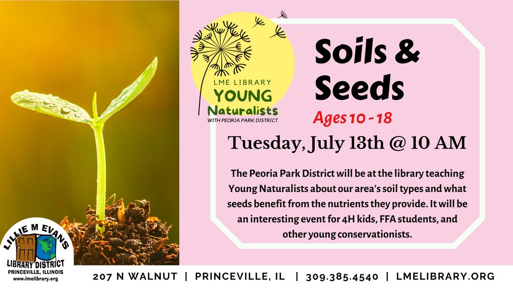 Next week join us for 'Seeds & Soil.' Register now to be a part of our Young Naturalist Programs [bit.ly/lmeregister]. We also need high school students to mentor.
.⁠
.⁠
.⁠
#YoungNaturalists #communityservice #conservation #ForestParkNatureCenter #SeedsandSoil #library