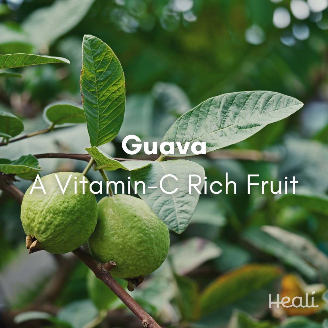 Guavas are rich in Vitamin C and dietary fiber. Guava leaves have several medicinal applications. Guavas can be consumed either raw or in processed forms. <a href="/healiapp/">Heali</a> has several interesting recipes using guavas, like Guava Pudding and Guava Cream Cheese Pastries. Find them now.