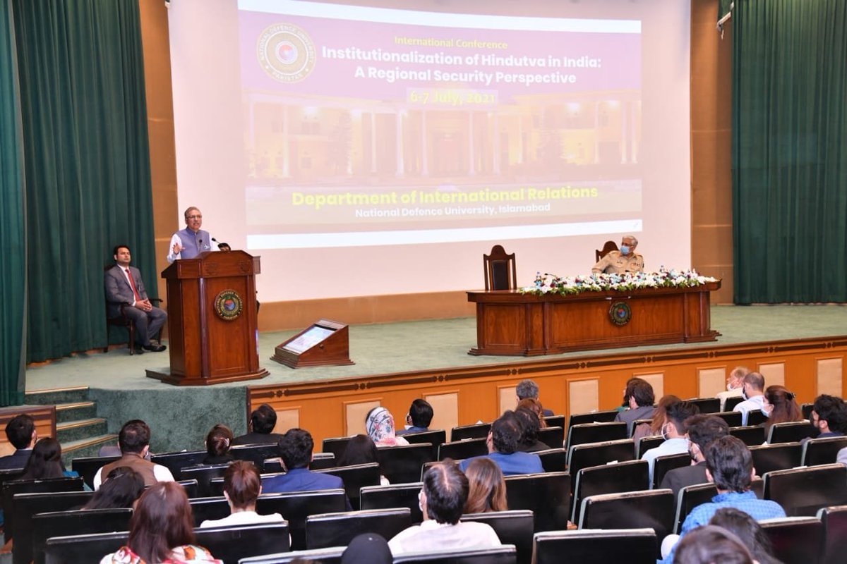 IRDeptNDU's tweet photo. @PresOfPakistan Dr. @ArifAlvi addressed the guests and audience in international conference on "Institutionalization of Hindutva in India: A Regional Security Perspective" during the inaugural session.
#NDUCon2021 #InitiatingDialogue
https://t.co/CPNL00DeZT https://t.co/9vPl5wWNIG