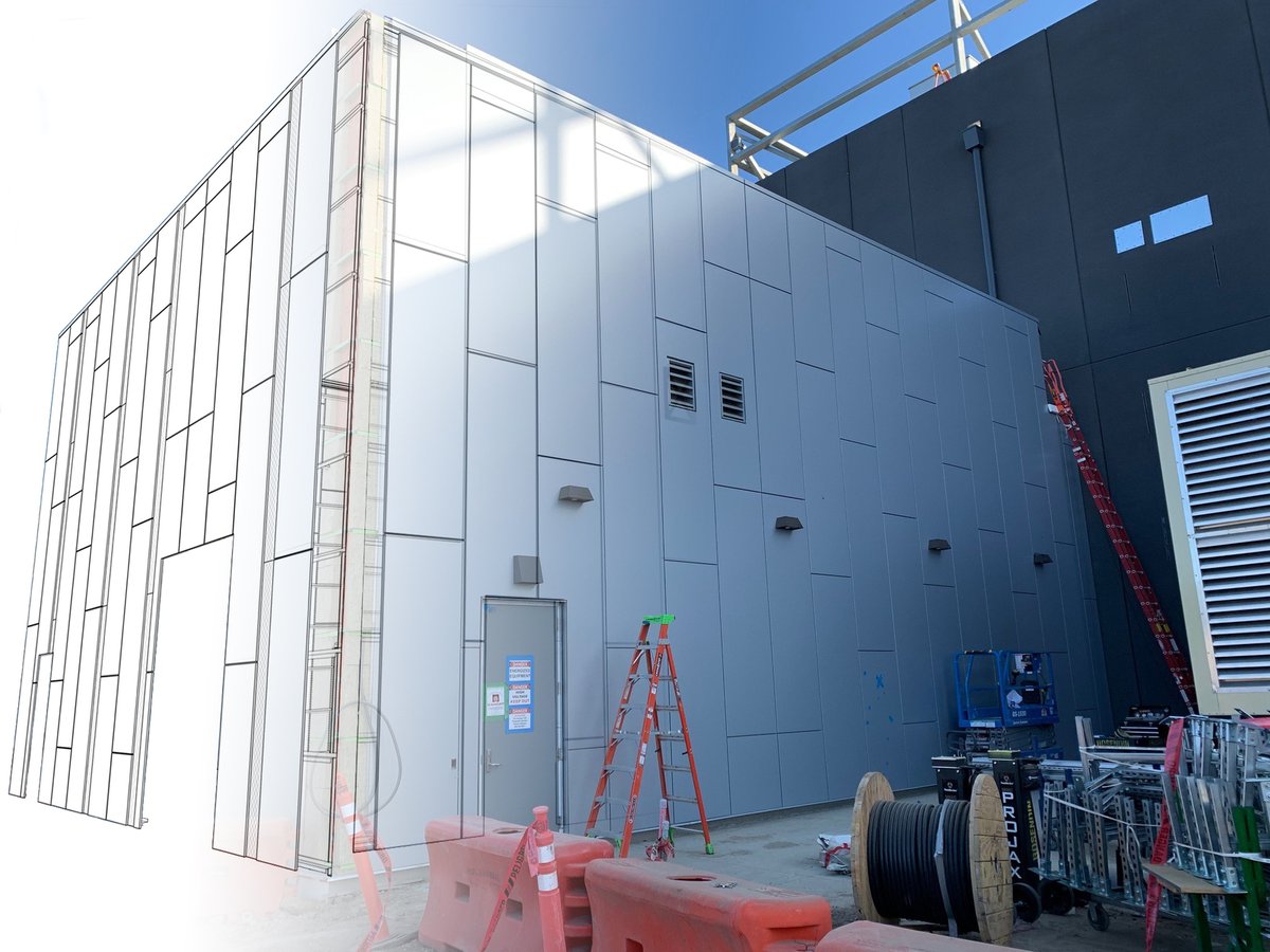 BIMCubedInc's tweet photo. Check out these BIM to field fades of a recent project! We provided 3D modeling to LOD 400,  coordination and shop drawings for an exterior metal panel contractor on this large Data Center project.

#bim #bimcoordination #revit #technology #engineering #navisworks https://t.co/nalt377dup