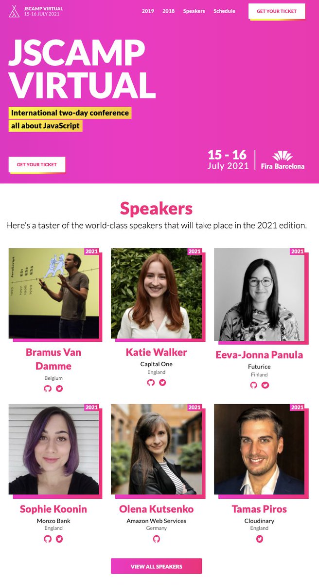 bramus's tweet image. And the day after you can find me at @jscamp talking about the future of JavaScript, looking at some of the #TC39 proposals that excite me 🤩

🔗 jscamp.tech