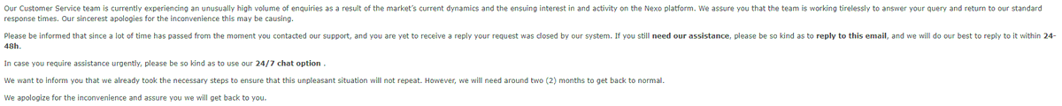 0xRonyz's tweet photo. Lessons learned, never trust any centralized party. @NexoFinance is a criminal organization. Sold your assets before LTV was reached, and now the audacity of the email below. Only #DeFi from now on. https://t.co/Bsz6uCTPgp
