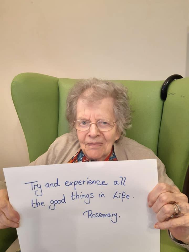 dwpschools's tweet photo. Saw this today.. some excellent advice from our wise senior citizens for the young people of today… love it!  Thank you to the residents of Salford Care Home 🥰 Intergenerational work is so important…#intergenerational #supportingyoungpeople #respectingouroldercitizens https://t.co/PZeTk9YdlP