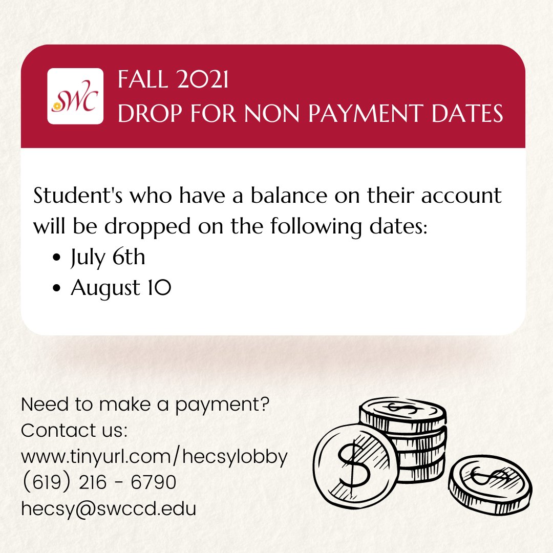 swc_hecsy's tweet image. First drop for non payment date is today! Need to make a payment? Check this out! 📢📚 #swc #hecsy # fa21