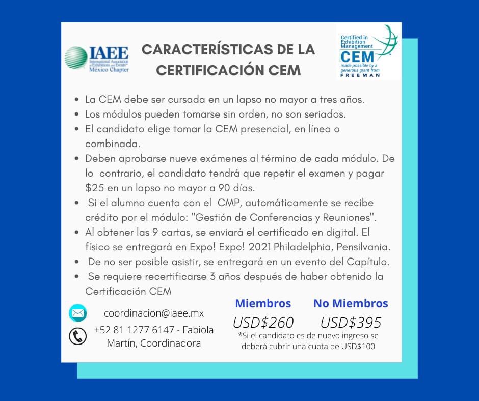¡Conoce las características de la Certificación CEM que IAEE México Chapter tiene para ti #IAEE