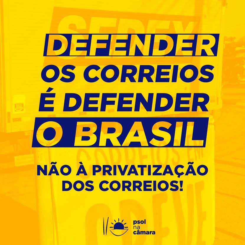 psolnacamara's tweet photo. O PL 591/2021 quebra o monopólio dos serviços postais, privatiza os Correios e torna a Anatel reguladora do setor. 

Segue o fio! 👇🏽🧶

#NaoAPrivatizacaodosCorreios https://t.co/HmFcgrEyCW