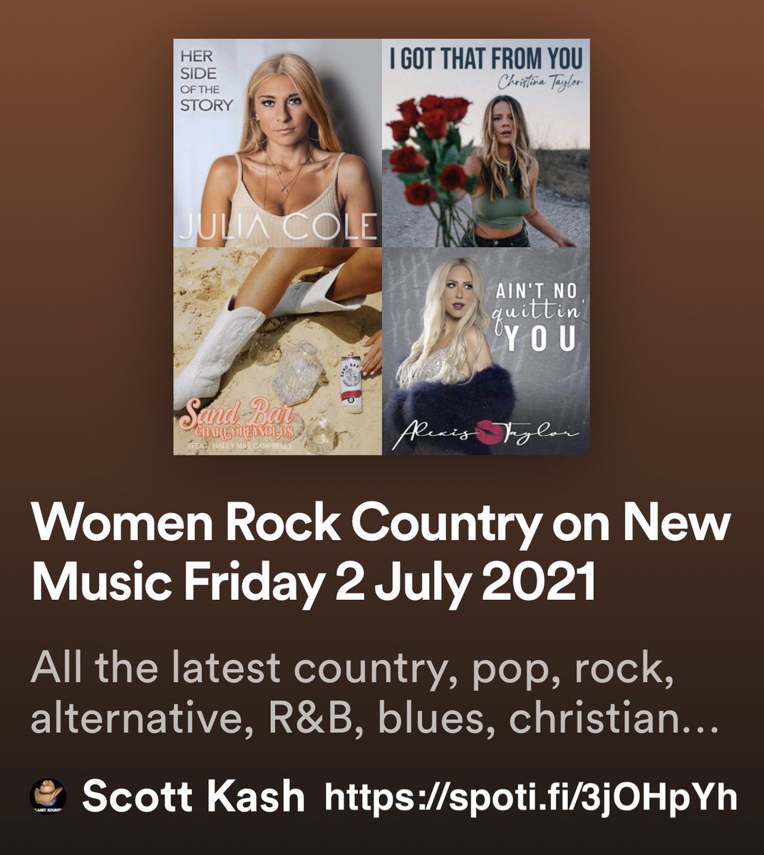 Here’s the new Women Rock Country on #NewMusicFriday playlist for the new releases from last week #WomenOFCountry

<a href="/JuliaColeMusic/">Julia Cole +1 (281) 336-9956</a>
<a href="/dominiquepruitt/">Dominique Pruitt</a>
<a href="/MissTaylorMusic/">Alexis Taylor</a>
<a href="/danger_betty/">Betty Danger</a>
<a href="/MarisaMcKaye/">Marisa McKaye</a>
@JennieList7
<a href="/kenbunny/">Kendra & the Bunnies / Kendra Muecke 🎼</a>
<a href="/JoeAndMartina/">Joe & Martina</a>
&amp; many more!

#Spotify
spoti.fi/3jOHpYh