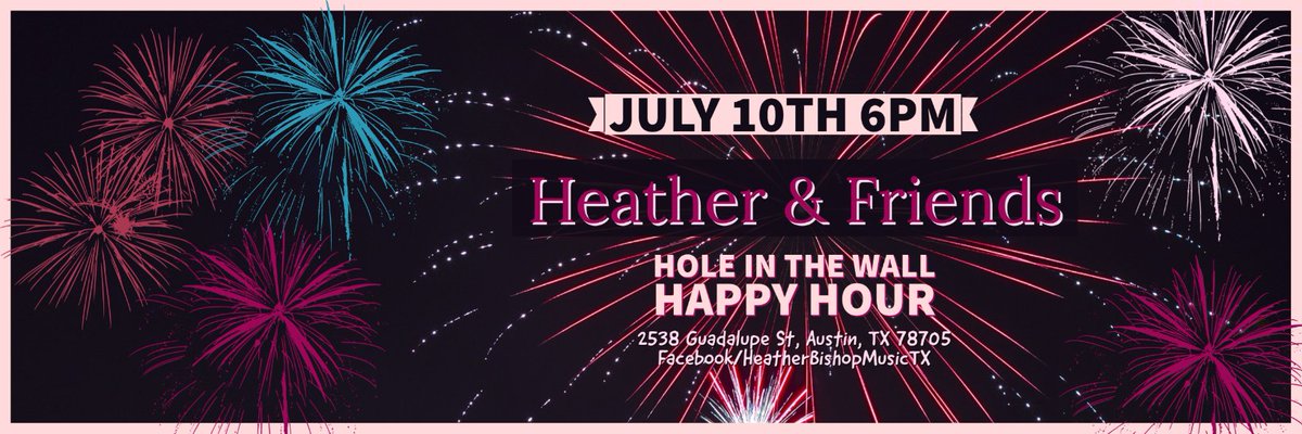 HeatherMusicTX's tweet photo. Continuing the biweekly residency this Saturday, July 10th, 6pm- Hole In The Wall Happy Hour #holeinthewallatx #HappyHour #saturdaynight https://t.co/2plSp8ZQGC