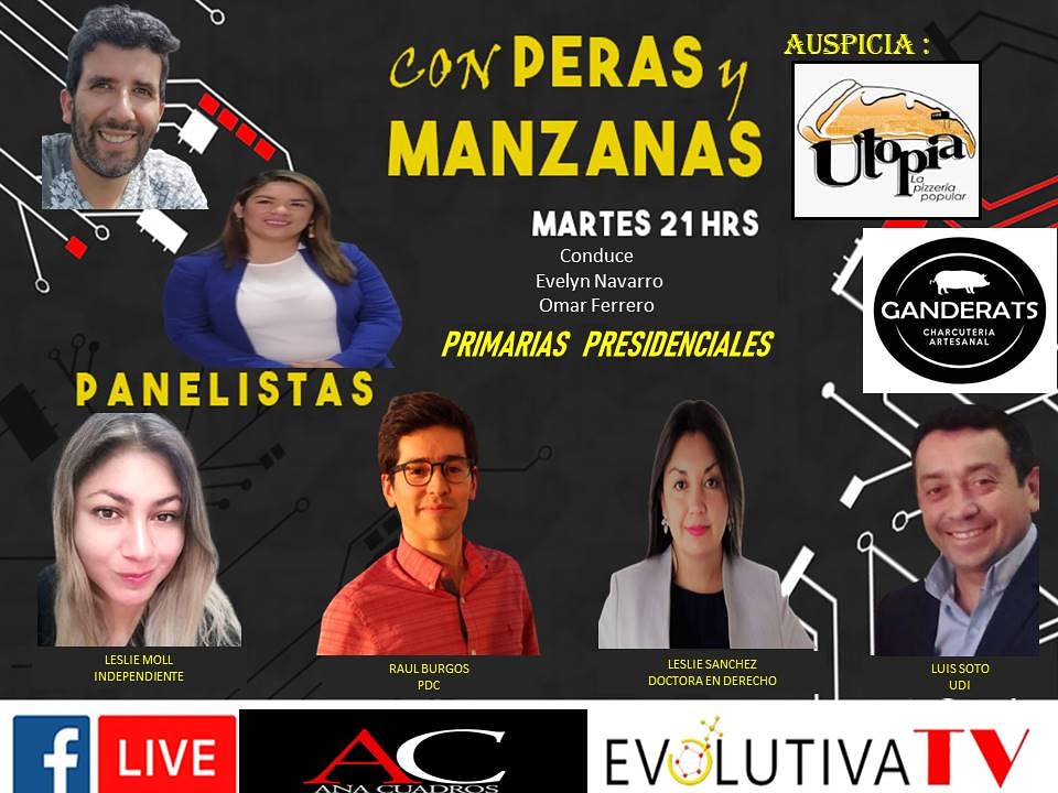 A las 21.00 hrs en EVOLUTIVA TV.
Tema: Primarias Presidenciales.