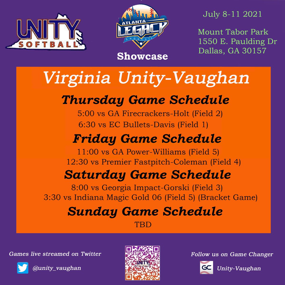 Headed to Atlanta, GA in the morning to get it on in the <a href="/LegacyShowcase/">Legacy Showcase</a>.  Let’s get after it “U” 💜🧡💪🏻. <a href="/ExtraInningSB/">EXTRA INNING SOFTBALL</a> <a href="/IHartFastpitch/">I❤️Fastpitch</a> <a href="/VAUnitySB/">Unity Softball</a>