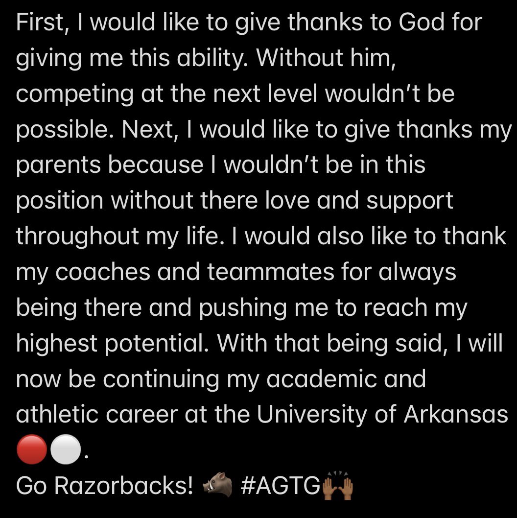 BrandonMBattle1's tweet photo. The Lord is my strength 🙌🏾 
#Committed #razorbacks 🐗 https://t.co/xE6Ttckmix