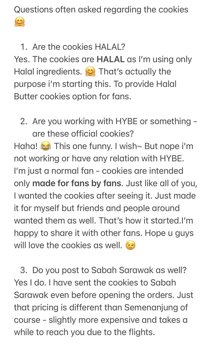 noinism90's tweet photo. Hello everyone! 
Since I’m afraid that I couldn’t reply to each and everyone of you. Here’s some common Q&amp;A for the Butter cookies. Hope this will provide answers to all of you. 
Thank you for your interests with the cookies. 💜🥺 
#NaLABcookies https://t.co/46zVoDUnAf
