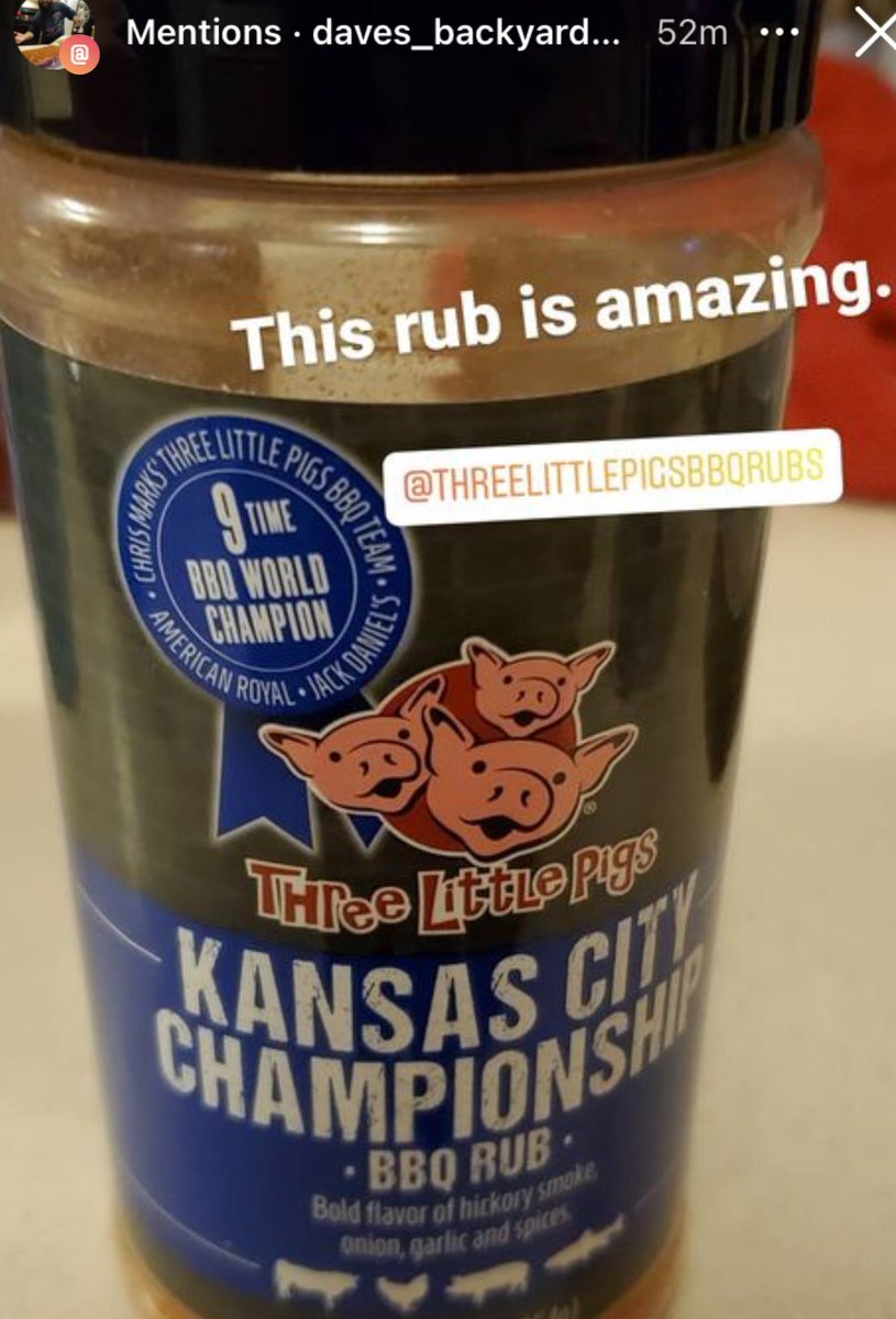 Anther Three Little Pigs Rubs fan. #threelittlepigsrubs #BBQ #champion <a href="/BBQspot/">BBQspot</a> <a href="/ChrisMarksBBQ/">Chris Marks</a> @topekabbqshop <a href="/GrillHappiness/">GrillingIsHappiness</a>