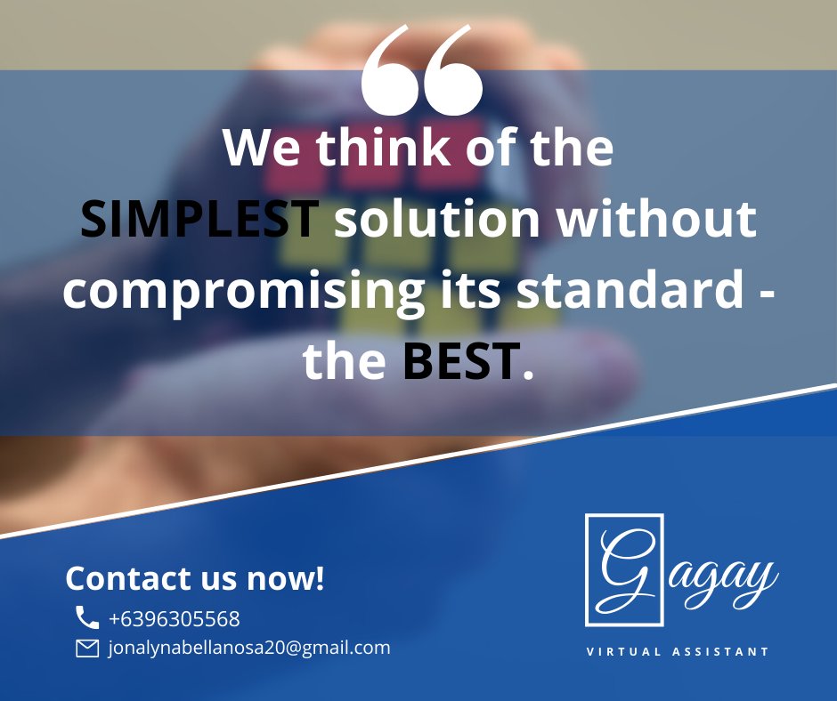 gagay_digitalva's tweet photo. We strive for the best solution which is the simplest one.🤗😊

Email: jonalynabellanosa20@gmail.com
Website: https://t.co/7HnB95FSiZ

#gagay #freelancer #onlineprofessional #VA  #workfromhome #best #simplest #solution #solution #lifestyle https://t.co/dax3HfkmGv