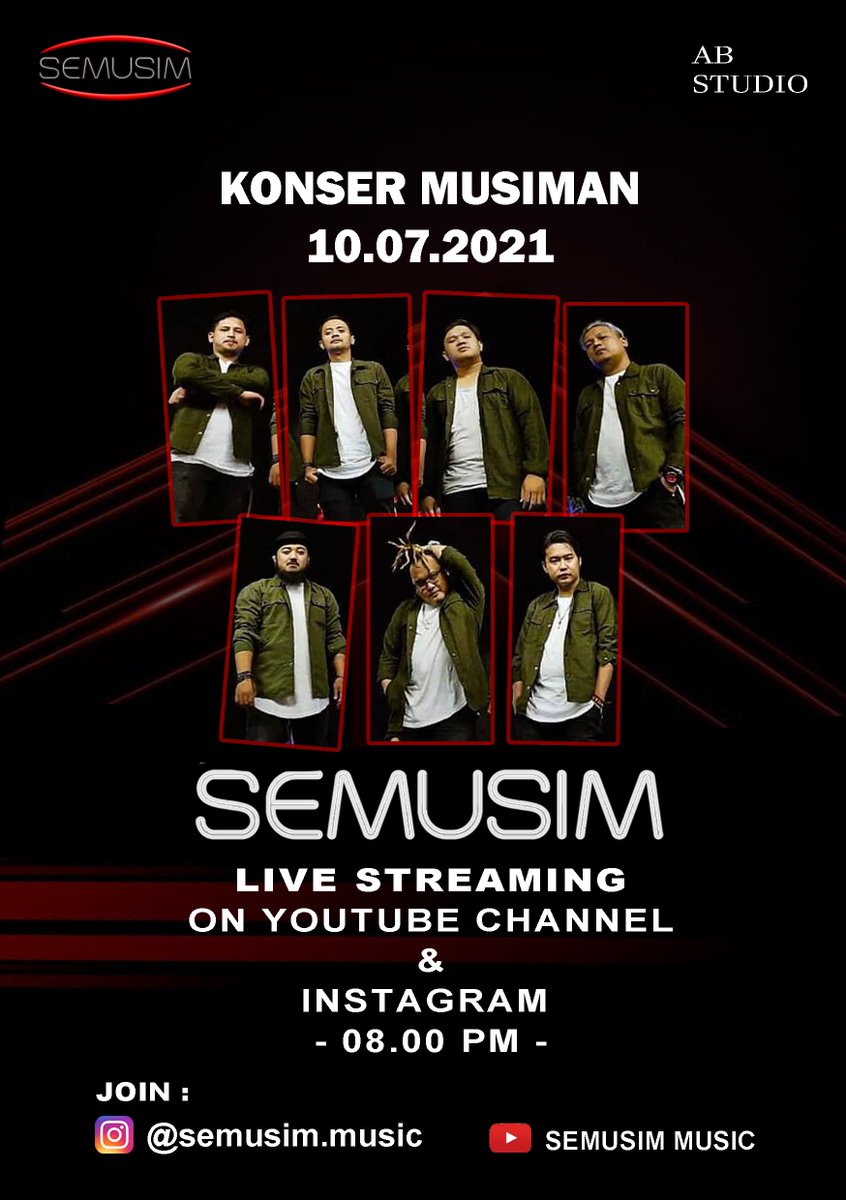 "KONSER MUSIMAN"
Live streaming
on youtube channel &amp; instagram SEMUSIM MUSIC.

Sabtu. 10 July 2021,
08.00 pm.

#konsermusiman