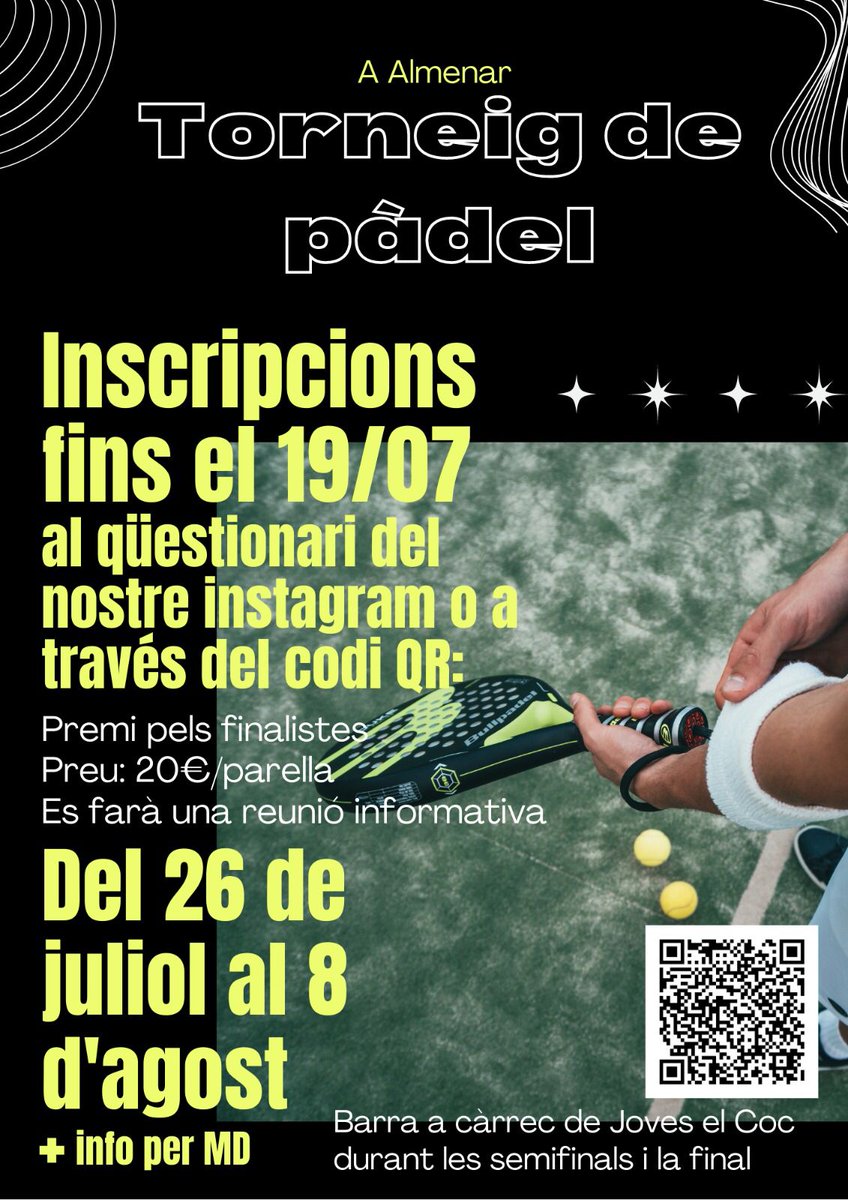 joveselcoc's tweet photo. Tornem a activar-nos, aquest cop amb un torneig de pàdel! https://t.co/jLl4O1xHZb