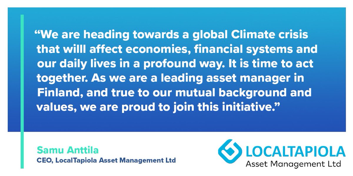 Aika toimia on nyt. Haaste on yhteinen. Siksi sitoudumme #NetZeroAssetManagers -aloitteeseen ja olemme mukana luomassa standardeja sijoitustoimintaan #esg