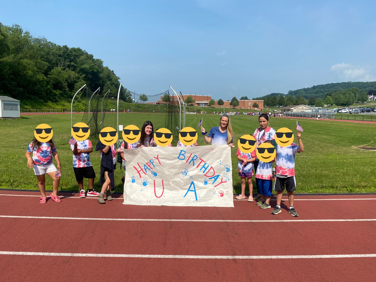 SKeiser_Edu's tweet photo. Today at ESY we celebrated the 4th of July with a fun parade! My crew made tie-dye shirts and we got so many compliments on them along with our cool banner!🇺🇸 We’ve also been learning about why we celebrate the 4th and how fireworks are made!🎇 https://t.co/z8NdbGeXje
