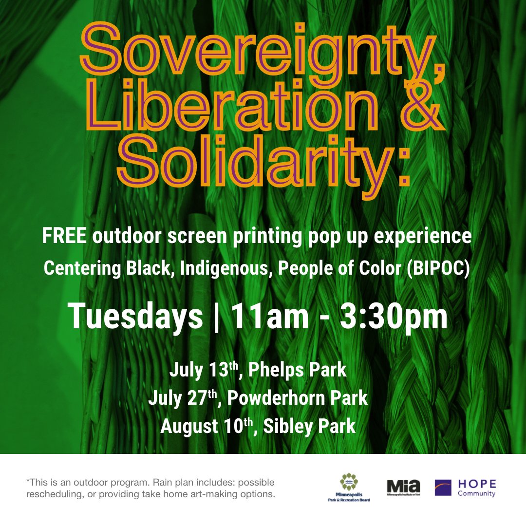 We’ve been collaborating with the Artist in Residence program over at <a href="/artsmia/">Minneapolis Institute of Art</a> and local artists to put on programming in the Minneapolis Parks! Check it out!